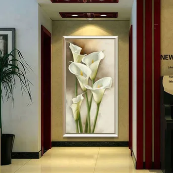 

Silk Wallpaper Calla Flower Murals Oil Style Mural Painting Art Silk Picture Wall Pictures For Living Room MU8669