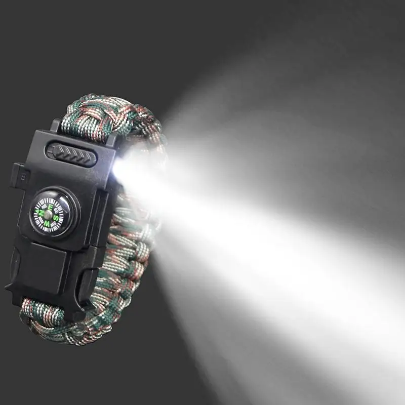 Survival Parachute LED Lights Tool Scraper Whistle Buckle paracord 550 4mm Paracord Wristband paracord rope