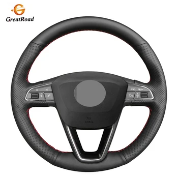 

BlackGenuine leatherCar Steering Wheel Cover For Seat Leon 5F Mk3 2013-2019 Ibiza 6J Tarraco Arona Ateca Alhambra