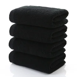 Luxurious Black Cotton Bath Towel - Large, Thick, and Absorbent - 34x75cm 150g