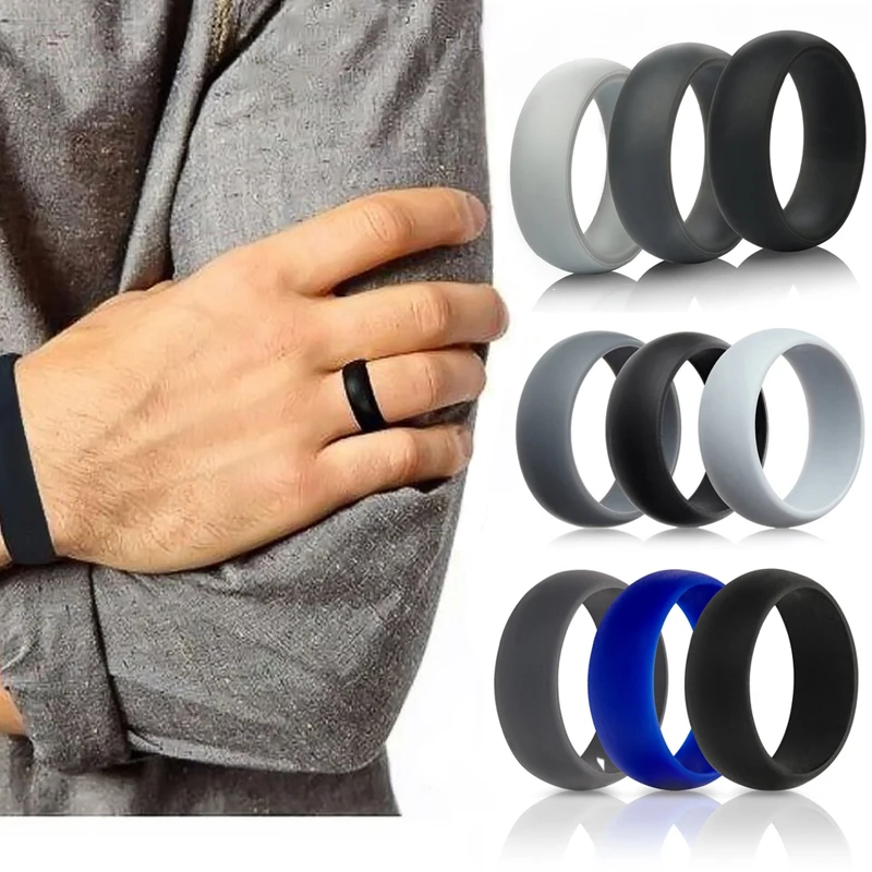 Women Men Wedding Ring Rubber Silicone Band Active Sport Gym Fashion Gift 3PC 