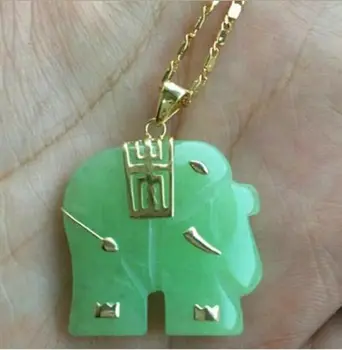

Charming! Light Green Jade Elephant Pendant Necklace 18'' AAA Grade