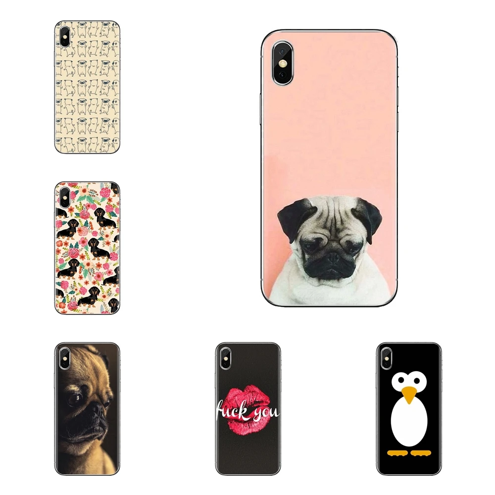 Чехол для iPhone XS Max XR X 4 4s 5 5S 5C SE 6 6S 7 8 Plus samsung Galaxy J1 J3 J5 J7 A3 A5 Пингвин Мопс Собака