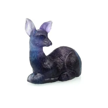

2 inch High Quality Natural Hand Carved Rainbow Fluorite Deer Crystal Crafts Colorful Deer Figurines For Gifts