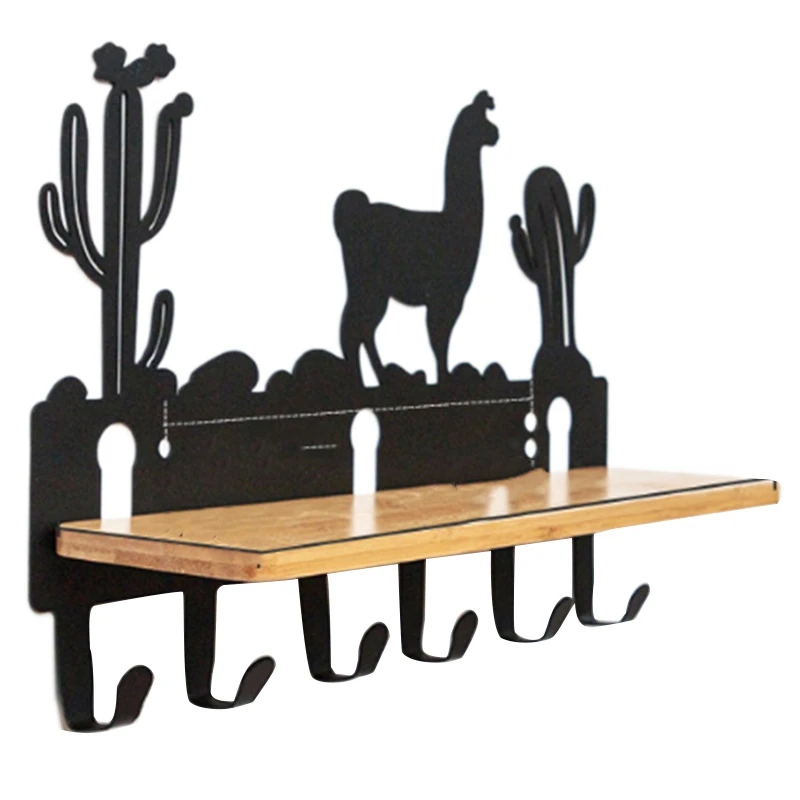 

Multifunctional Storage Rack Wall Mounted Hanger Coat Hat Rack Key Hook Bathroom Shelf Storage Rack 6 Hooks Home Decoration Shel