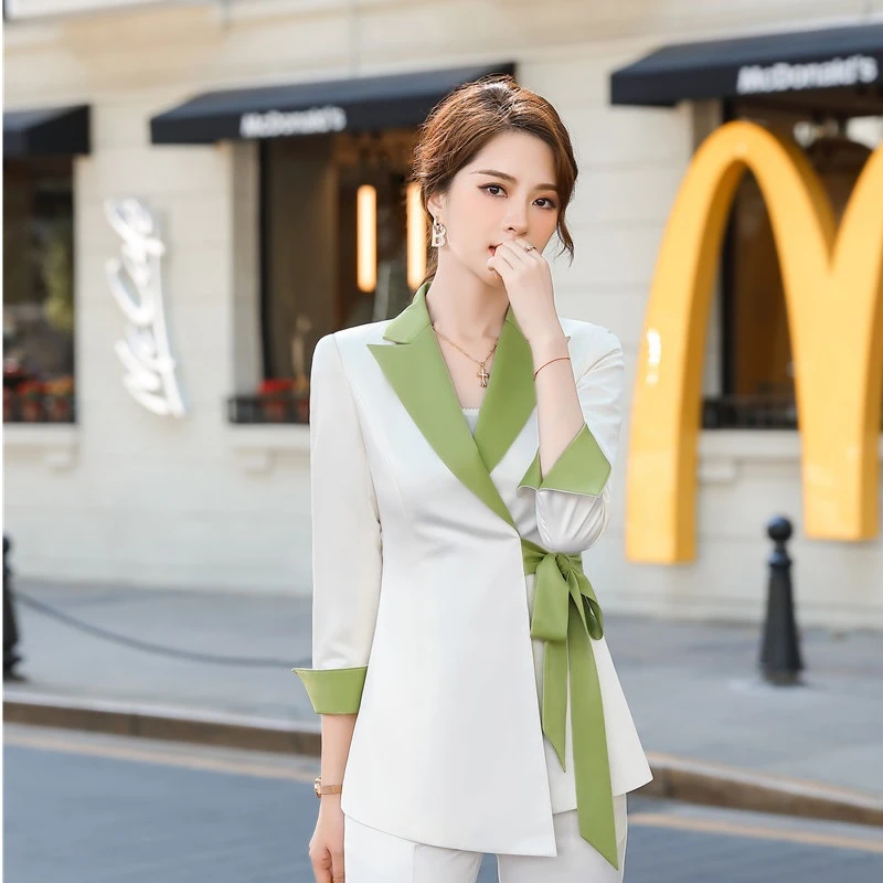 Formal manga larga para mujer, de trabajo, elegante, color blanco|Chaquetas| AliExpress