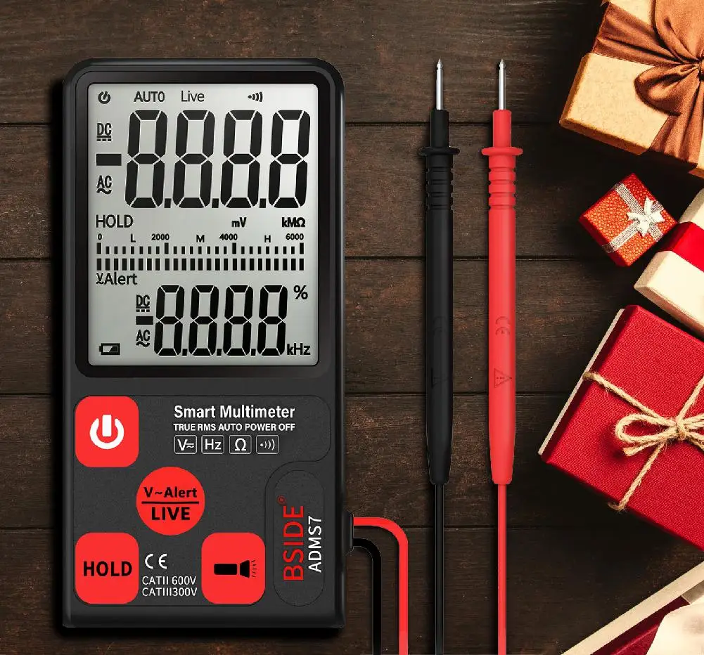 

Litake BSIDE ADMS7 Portable Digital Multimeter Large 3.5" LCD 3-Line Display Voltmeter With Voltage NCV Resistance Ohm Hz Tester