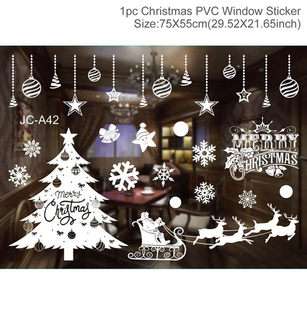 Christmas Window Stickers Merry Christmas Decorations For Home Christmas Wall Sticker Kids Room Wall Decals New Year Stickers 13