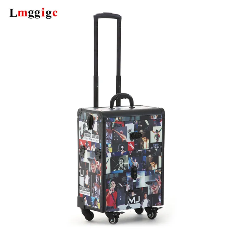 Cosmetic case Tattoos Toolbox Manicurist bag artist Makeup Bags barber Box Rolling Travel Luggage whell Suitcase