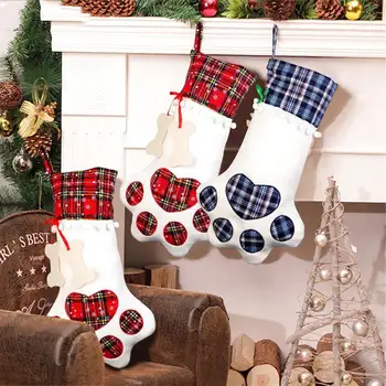 

Creative Pet Dog Paw Christmas Decorations Stocking Socks Christmas Tree Ornaments Gift Bags