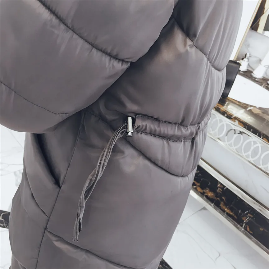 Winter Coat Women With Thick Cotton Long Fashion Women Winter Coat Faux Fur Hooded Collar Long Jackets Warm Thicken Padded Coat