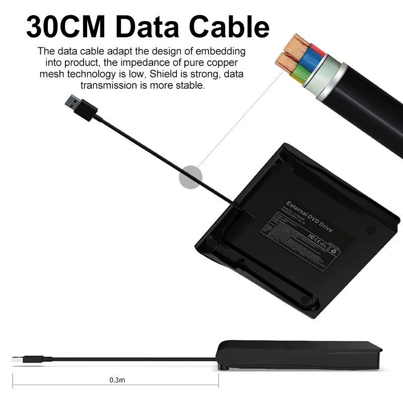 Высокоскоростной внешний CD/DVD чехол с драйверами USB 3,0 RW Burner Reader rom чехол с оптическим приводом для ноутбука для mac Windows