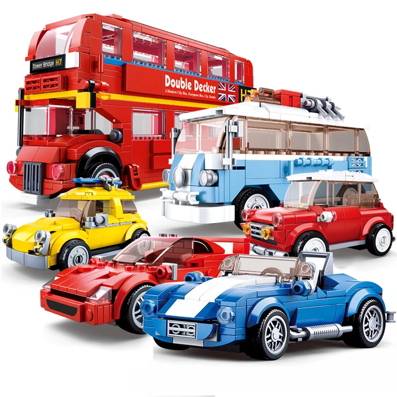 

New City Bus Van Small Car Building Blocks Bricks Toys Legoings Friends Girls Boys DIY Model Blocks Toys For Kids Christmas Gift