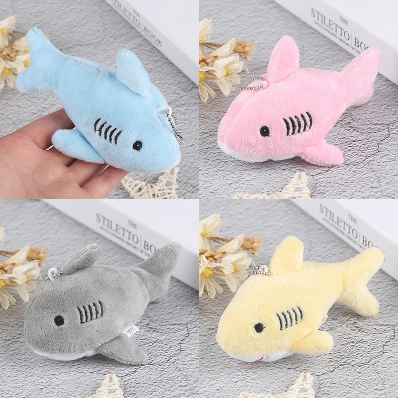 Llavero Peluche de tiburón de imitación para niños, juguete con colgante de ballena de dibujos animados, mochila de muñecos, llavero, bolsa, regalo, 12CM