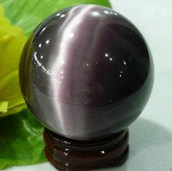 

+++---515+++Rare Natural Quartz Purple Cat Eye Crystal Healing Ball Sphere