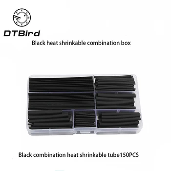 

150Pcs Polyolefin Shrinking Assorted Heat Shrink Tube Wire Cable Insulated Sleeving Heat Shrink Tubing Set Black High Quality