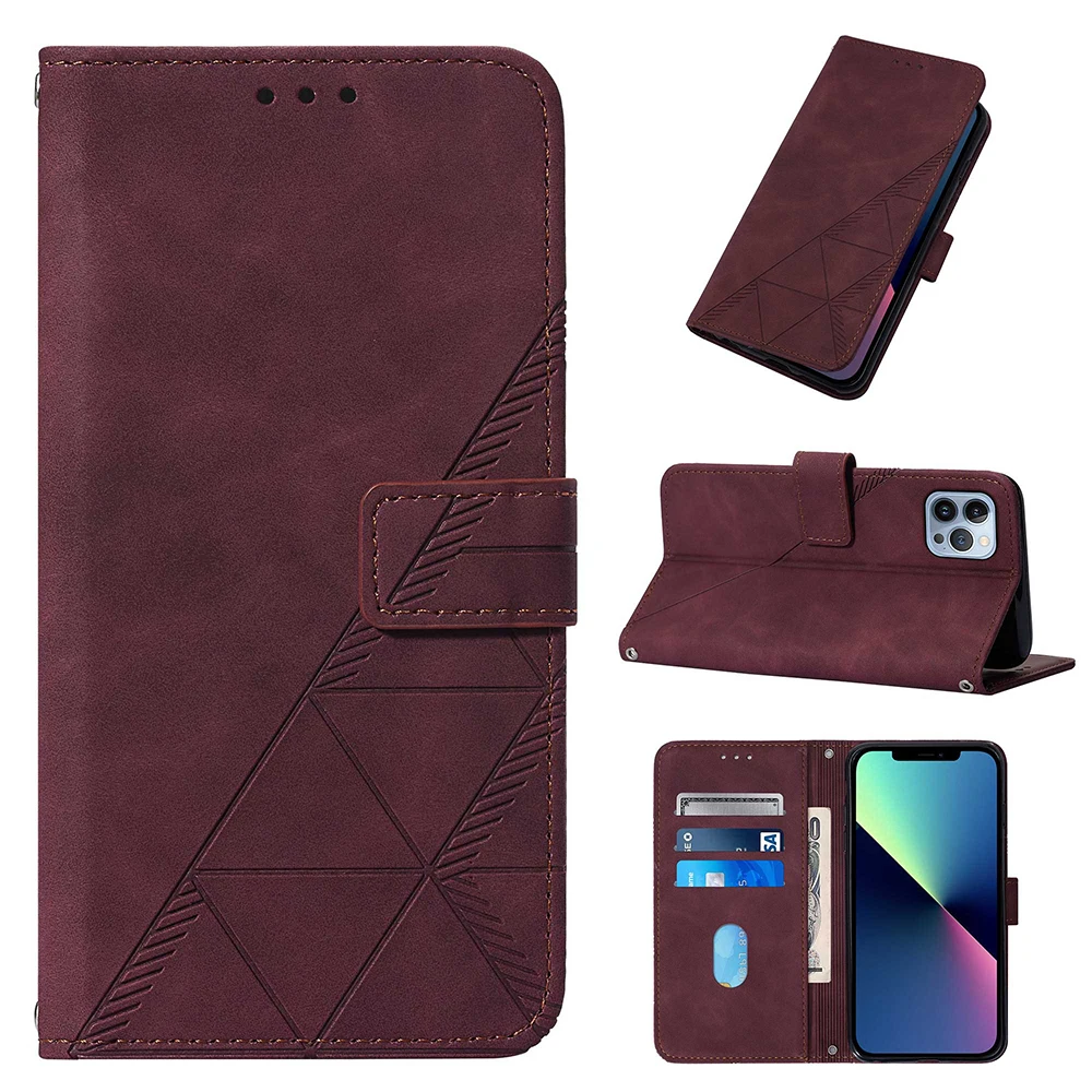 Geometric Leather Flip Wallet Case For Samsung Galaxy S22 Plus S21 Ultra S20 S21 FE A02 A02S A03S A11 A12 A13 Card Slot Cover best galaxy s22 ultra case
