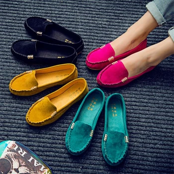 Women Casual Flat Shoes Spring Autumn Flat Loafer Women Shoes Slips Soft Round Toe Denim Flats Jeans Shoes Plus Size 3