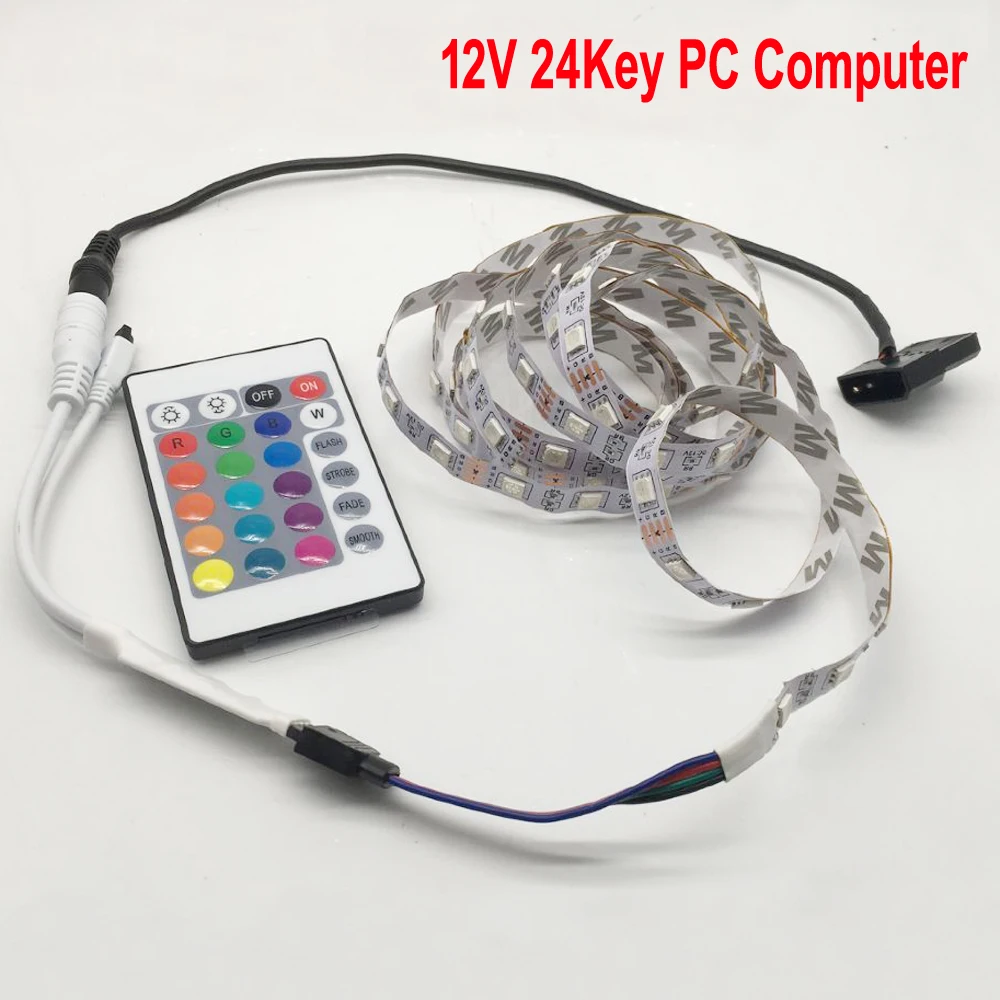 50 см/1 м/2 м 12 В 5050 RGB светодиодный светильник для ПК компьютерный чехол SATA питание интерфейс фиксированный
