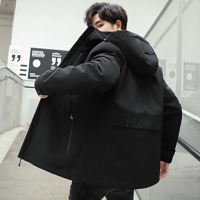 

Winter MEN'S down Jacket Thick Short-Style Korean-style Hooded Coat Removable Shoulder Inner Wearing Reversible Two-Piece Set
