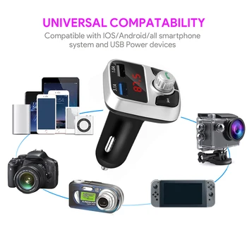 

MP3 Player FM transmitter 3.1A LED screen Fast charging Bluetooth Dual
