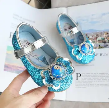 

New Children Princess Shoes Girls Sequins Girls Wedding Party Kids Dress Shoes for Girls Pink / Silvers/ Blue Elsa Shoes