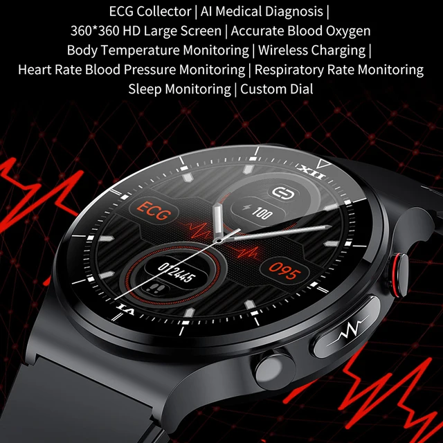 Health Smart Watch Men ECG+PPG Body Temperature Blood Pressure Heart Rate IP68 Waterproof Wireless Charger Smartwatch 360*360 HD 2