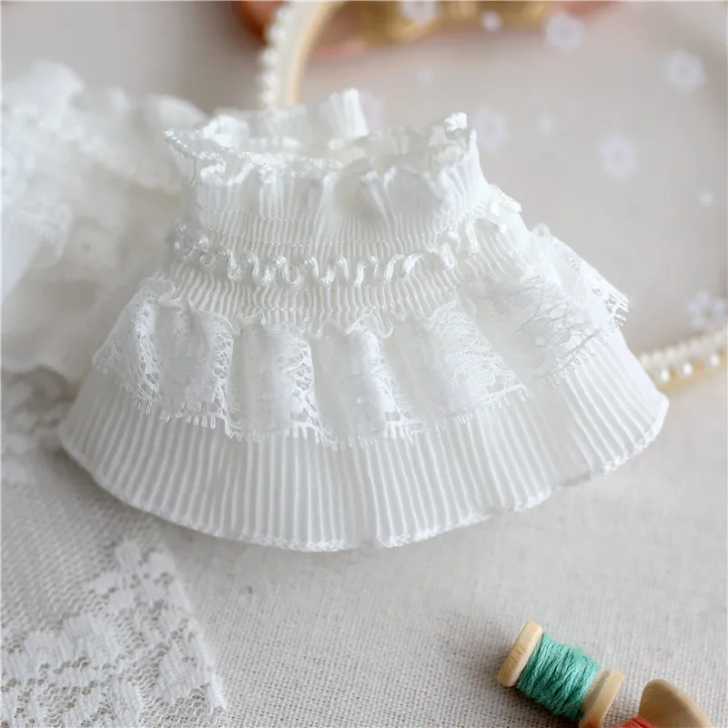 Lace Fabric Chiffon Lace Fabric 8CM Wide Chiffon Stretch Lace Needlework Elastic Ruffle Trim Ribbon Frills Collar Fringe For Sewing Apparel Fabric