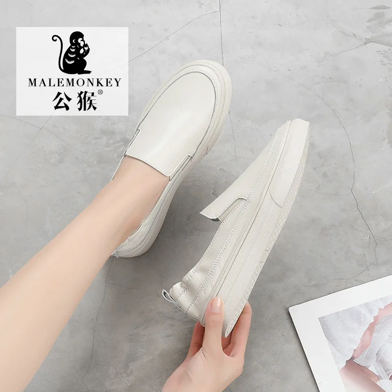 

Males Small White Shoes Women's Spring New Style 2020 Genuine Leather White Shoes Breathable Shoes Casual Students Flat Keel Thi