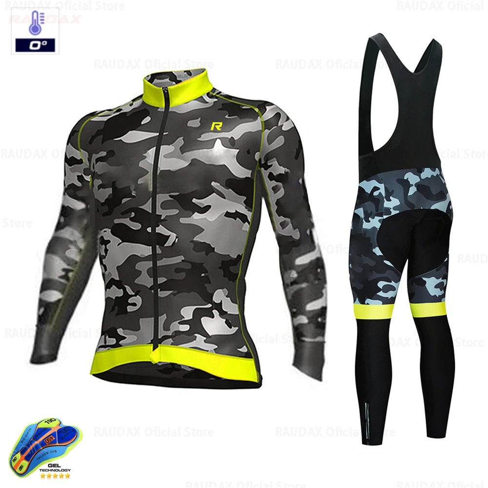 

2020 Man's Pro Team Winter Thermal Fleece Cycling Clothes Camouflage Long Sleeve Jersey Bib Suit Bike MTB Clothing Ropa Ciclismo