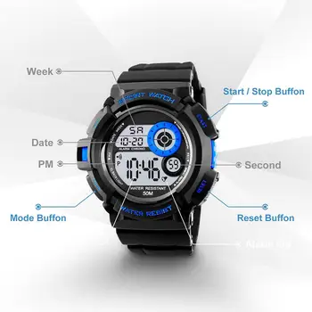 

Luxury Men Watch Sports Shockproof Round Dial Alarm Stopwatch Luminous AccurateFashion Men Wrist Watches horloges mannen