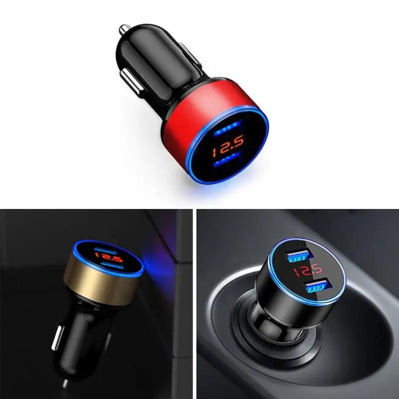 Dual USB Car Charger LED Display Charging Adapter For Huawei Y7P Y8P Y6P Y5P P Smart 2021 Honor 10X 9X 20 30 Lite USB Chargers wallcharger