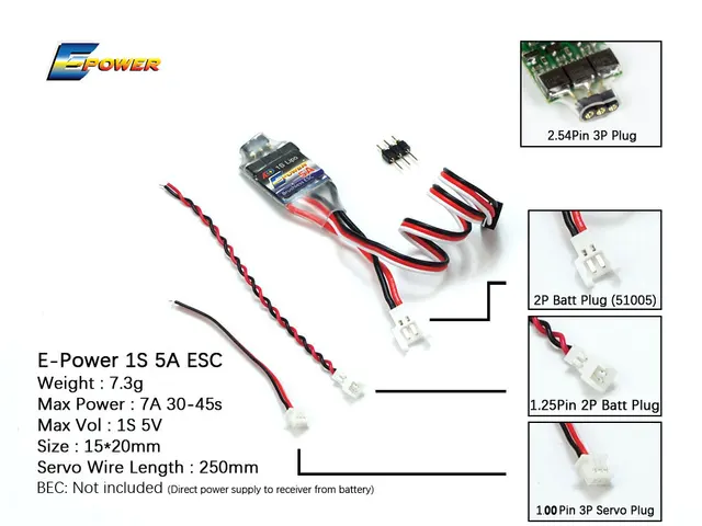 AEORC E-Power ESC Motor Speed Controller1S5A 2S5A 10A 20A 30A 40A Brushless ESC for RC Airplane with UBEC for RC FPV Quadcopter
