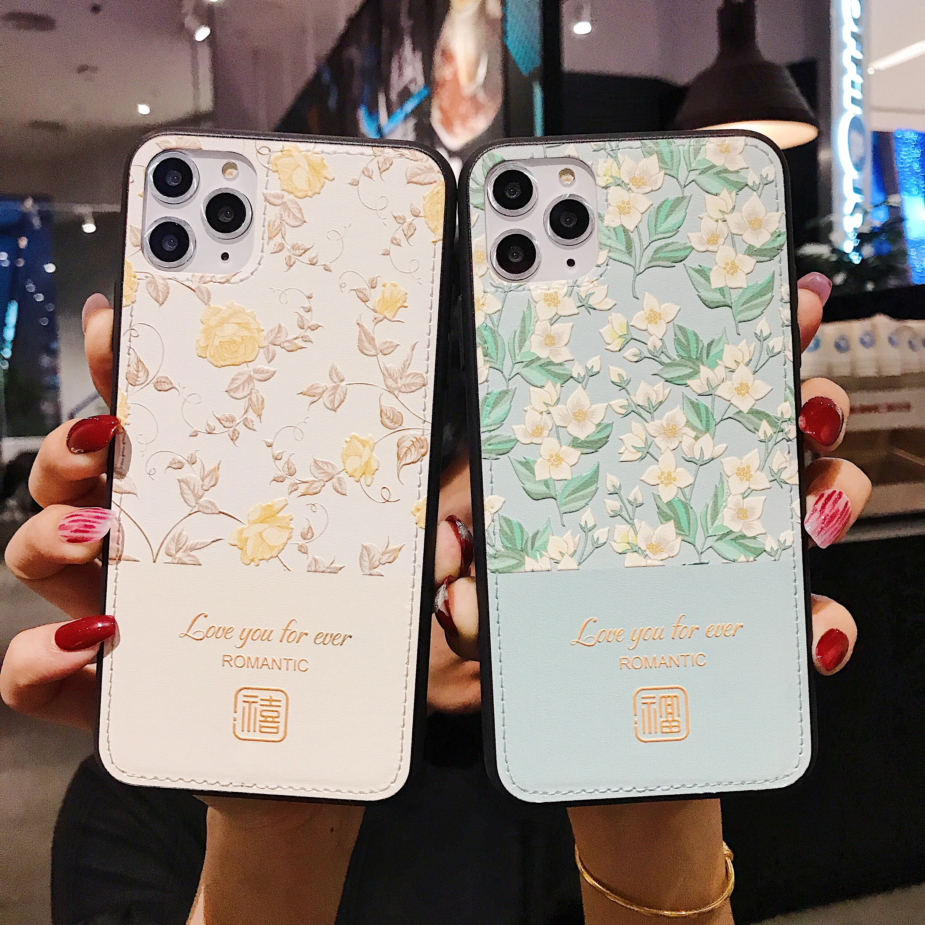 

Chinese style case for iPhone x xr xs max 6 6s 7 8 plus phone case cover Skin Flower Romantic Phone Bag