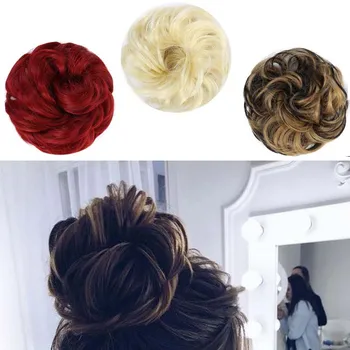 

DIANQI Bouncy bun curly messy bun mixed with natural grey bun chic and stylish synthetic extensions