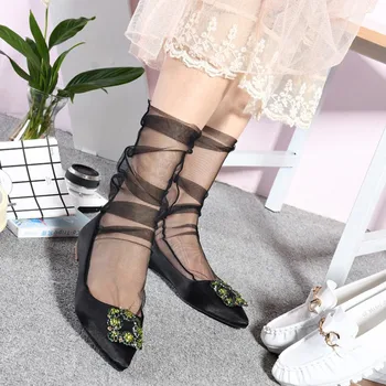 

Fashion Women Glitter Solid Soft Mesh Sock Transparent Elastic Glitter Thin Fishnet Tulle Socks Soft Sheer Socks woman socks New