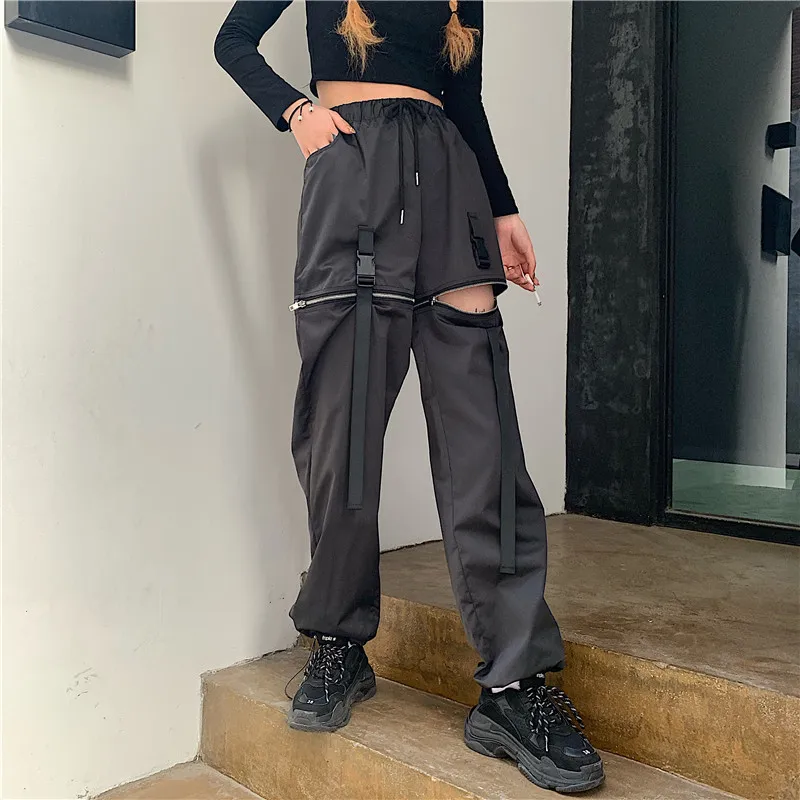 

Summer Harajuku Street Bib Overall Women Trousers BF Removable Legs Outdoor Mountaineering Cargo Pants Elasticity Sports Running