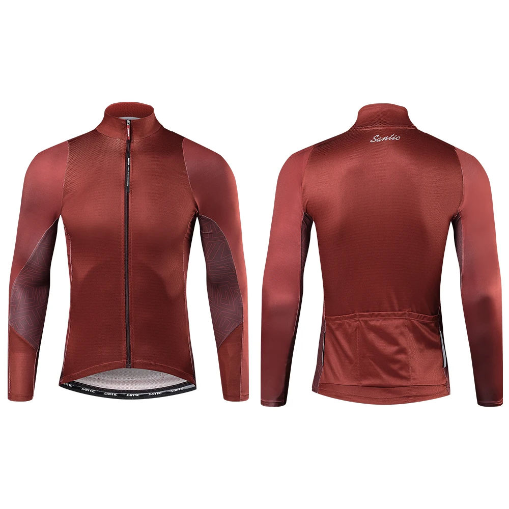 thumbnail image 1 of Santic - Maillot de ciclismo para hombre, camisetas de manga larga de verano para ciclismo de montaña, chaquetas de bicicleta, bolsillos, ropa deportiva para exteriores, 1 of 5