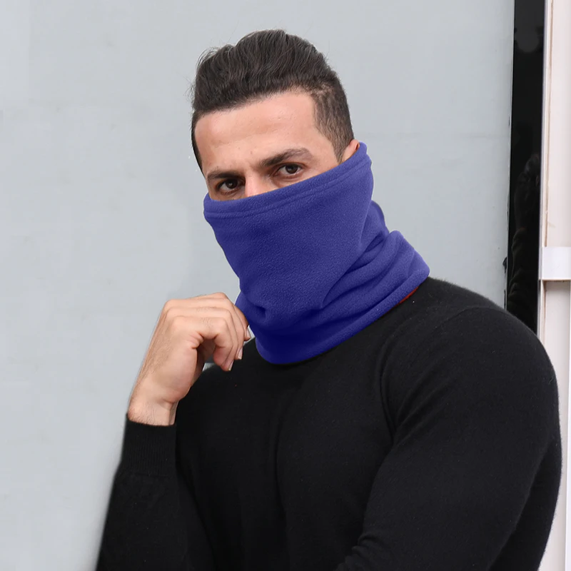 New Double Layers Warm Scarf Fleece Neck Gaiter Warmer Men Women Multifunction Windproof Cap LMH66