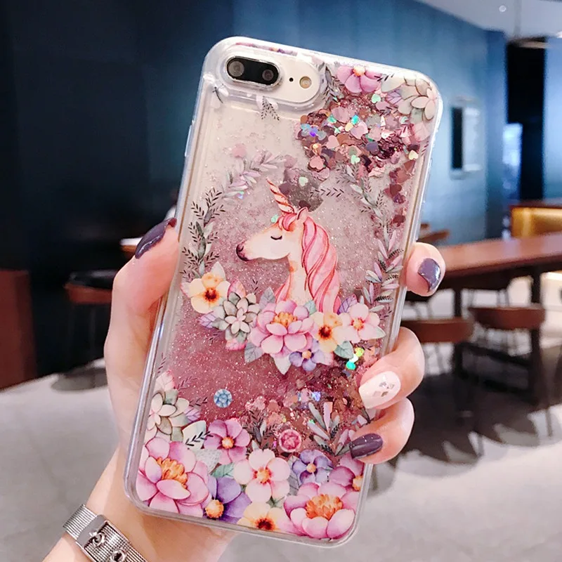 Единорог Фламинго Y5 Жидкий чехол для huawei Y6 Prime Y7 Pro кремния динамический чехол для huawei Y7 чехол Y9 - Цвет: Garland