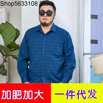 

2020 Autumn Printing Grid plus size Shirt Male Business Leisure Plus Fat plus size Fat Man Shirt Male