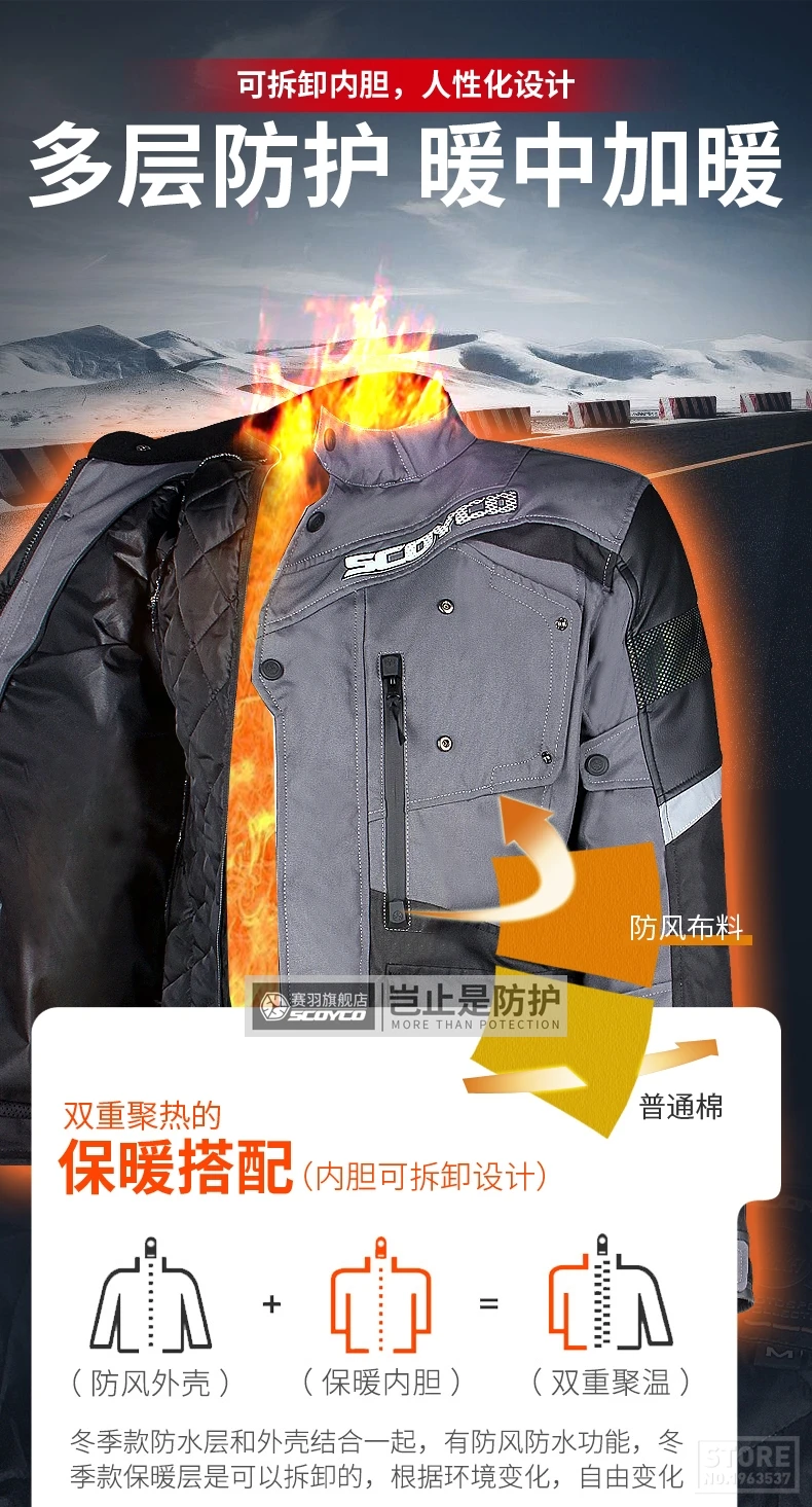 SCOYCO, водонепроницаемая мотоциклетная куртка для мужчин, Chaqueta Moto, мотоциклетный костюм, куртка для мотокросса со съемной защитой