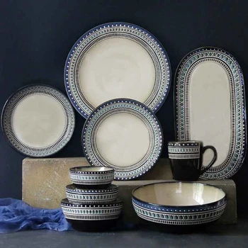 

Ceramic Tableware Home Set Plane Creative Nordic Retro Western High-End Personality Durable Tableware Dishes Set