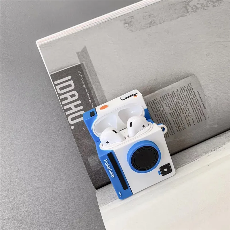 Для AirPod 2 Чехол 3D Ретро камера мультфильм мягкий силиконовый беспроводной кожухи головных телефонов для Apple Airpods чехол милый чехол Funda