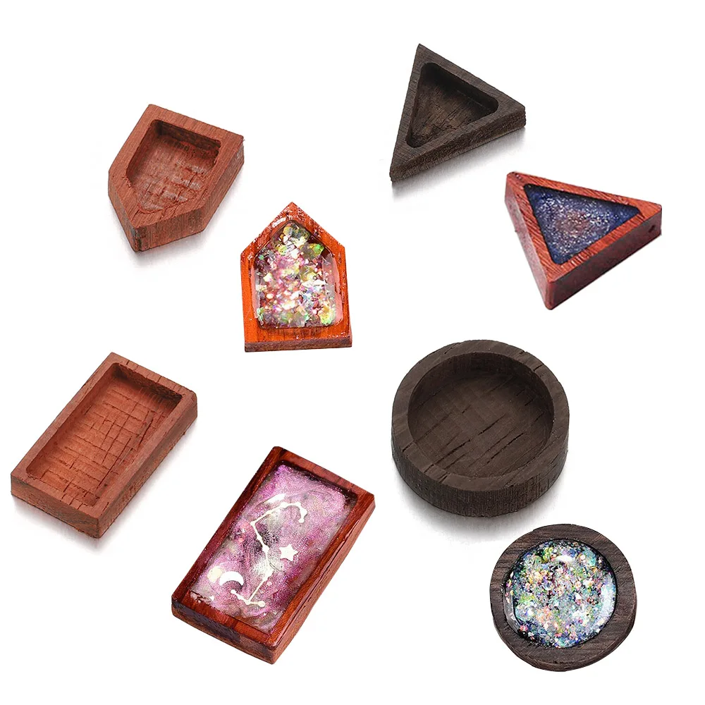 

1 Pcs Geometry Solid Wood Frame Pendant Base Wood Border Photo Frame For Epoxy Glue Resin Mold DIY Jewelry Making Accessories
