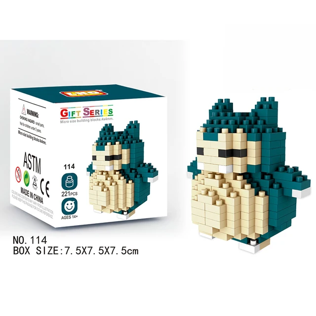 Mini Building Blocks 3D DIY Micro Brick Block Gift Toy Pokemon Cyndaquil Farfetch'd Jolteon Ho-Oh Onix Vaporeon Venusaur Popplio Snorlax