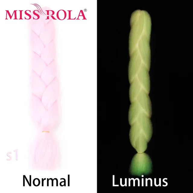 Miss Rola Synthetic Support Wholesale 100g 24 Inch Jumbo BraidsPink Green Yellow High Temperature Fiber Ombre Hair Extensions S1