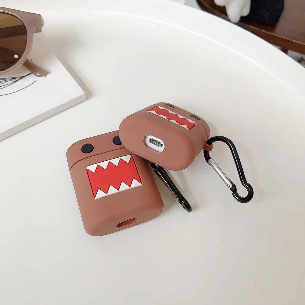 3D мультфильм Каваий Домо-кун Domokun аксессуары для наушников чехол для Apple Airpods 1/2 силиконовый защитный чехол для наушников с крюком