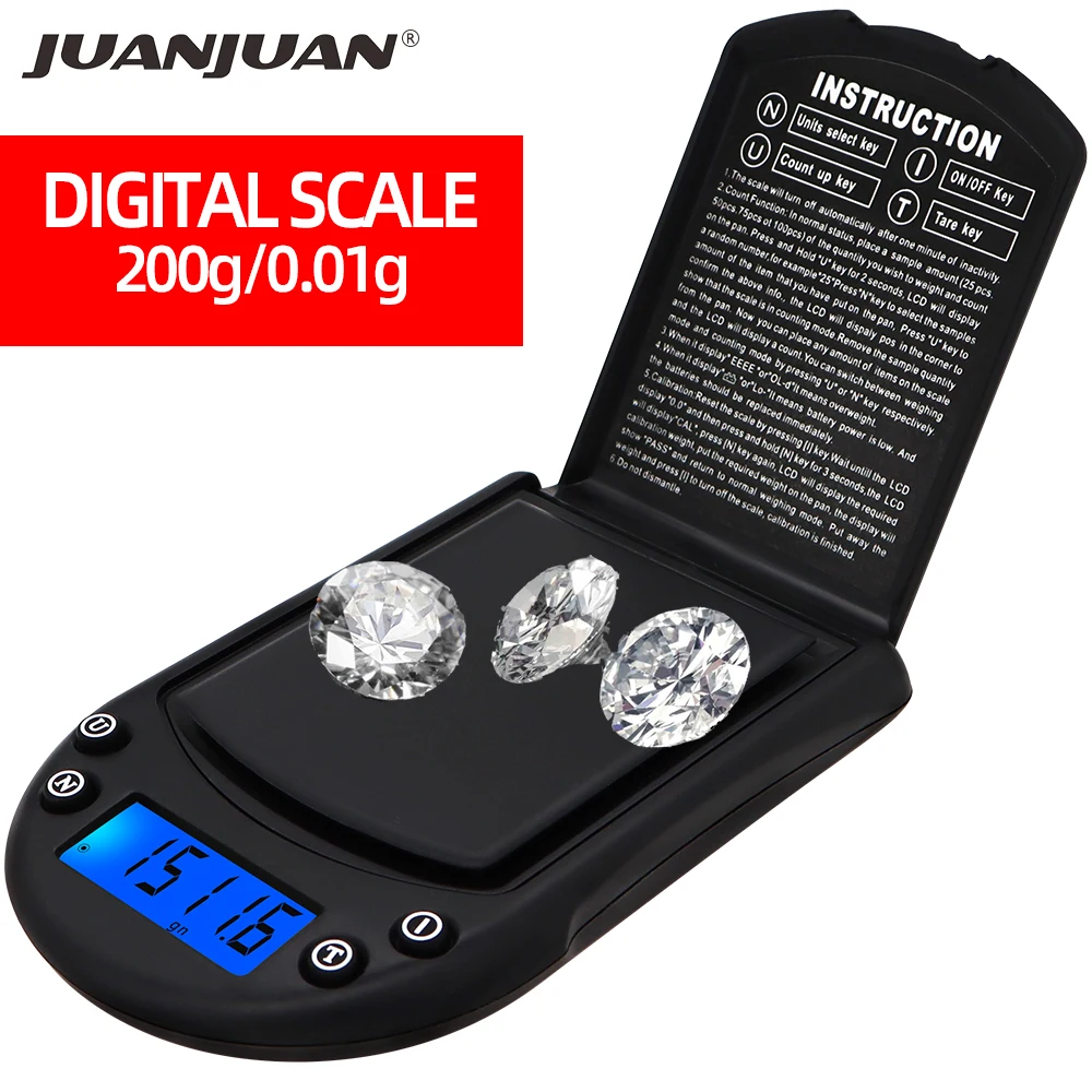 100pcs by dhl fedex Electronic 0.01g 200g Mini Digital Balance Jewelry