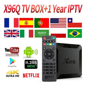 

X96Q TV Box+1 Year Iptv Smart Tv Android Box 2GB X96 Mini Set Top Arabic IPTV Spain Latino Subscription Spanish M3u France Latin